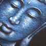 Buddah Painting Blue Brocade Detail, thumbnail 3 of 6