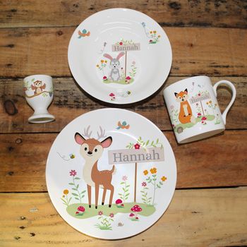 Personalised Ceramic Woodland Animals Breakfast Set, 2 of 9