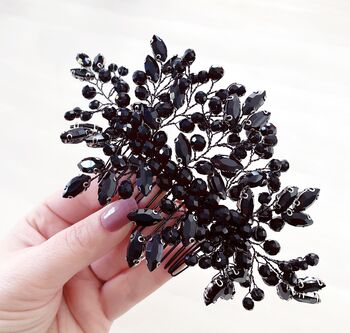 Black Crystal Decorative Hair Comb, 4 of 5