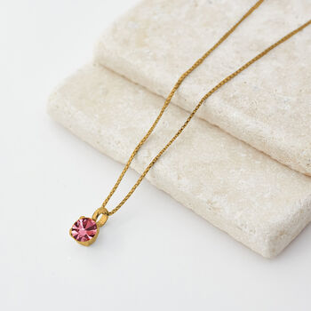 Pink Swarovski Crystal Single Stone Pendant Necklace, 4 of 6