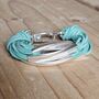 Multi Strand Aqua Green Suede Bracelet With Tube Beads, thumbnail 1 of 3