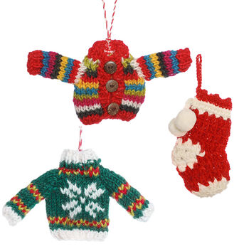 Three Fair Trade Knitted Hanging Decorations, 2 of 9