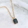 The Rectangle Emerald Necklace, Gold Plated, thumbnail 1 of 9