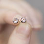 Solid Rose Gold Morganite Solitaire Studs, thumbnail 2 of 7