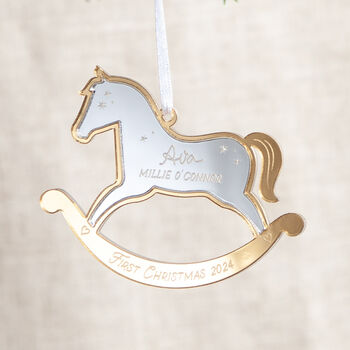 Metallic Rocking Horse First Christmas Decoration, 2 of 2