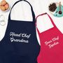 Personalised Grandma Head Chef And Sous Chef Apron Set, thumbnail 1 of 8