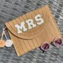 Personalised Mrs Straw Pom Pom Clutch Cross Body Bag, thumbnail 1 of 3