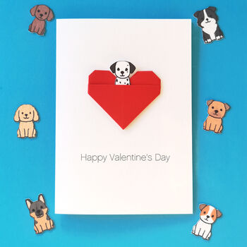 Personalised Dog Valentine's Day Origami Heart Card, 7 of 9