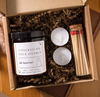 Funny Congratulations On Divorce Candle Gift For Friend, We Hated Him, 2 of 5