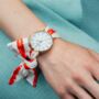 Blue Red Changeable Women Cotton Strap Wrist Watch, thumbnail 3 of 9