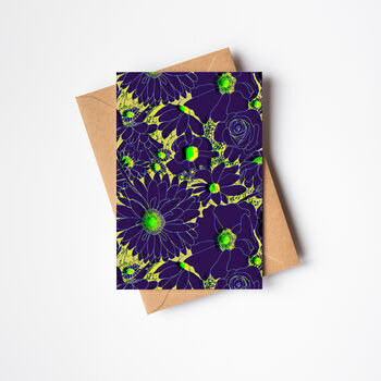 Late Bloom Floral Pattern Art Greeting Card, 2 of 3