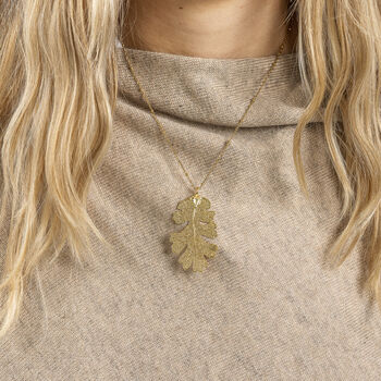 Lacey Oak Real Leaf Medium Sized Necklace, 4 of 12