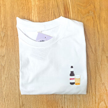 Beer And Pint Embroidered T Shirt. Fathers Day / Birthday Gift, 3 of 5