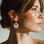 Cream And Pearlescent Taupe Stripey Circular Earrings, thumbnail 2 of 6