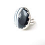 Black Banded Agate Gemstone Ring Set In Sterling Silver, thumbnail 1 of 5
