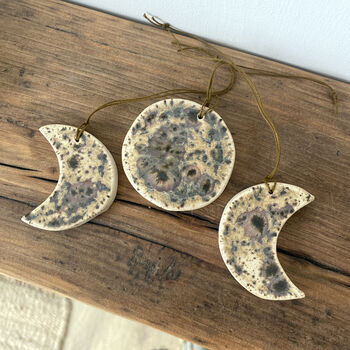 Cosmic Moon Phase Hanging Ceramic Decorations, 3 of 6
