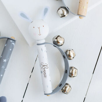 Personalised Wooden Elephant, Teddy Or Bunny Handbell Toy, 5 of 6