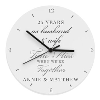 Personalised Time Flies Anniversary Wooden Wall Clock, 4 of 5