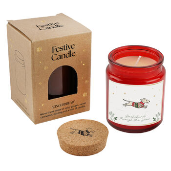 Dog Candle | Gingerbread Scented Christmas Candle | 'Dachshund Through The Snow' | Red | Seasonal Winter Home Décor, 2 of 2