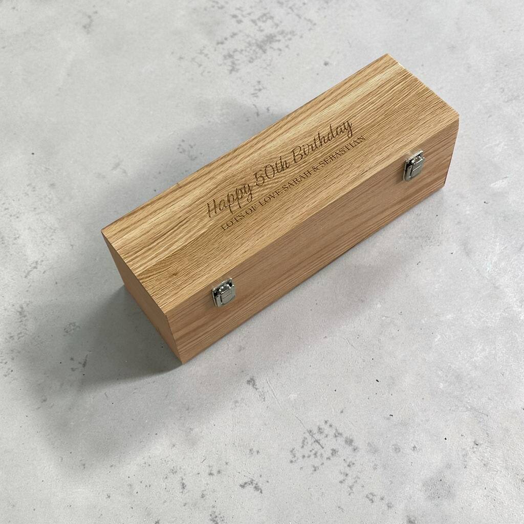 Personalised Oak Keepsake And Champagne Box, 1 of 6