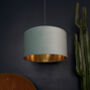 Sea Green Velvet Lampshades With Gold Lining, thumbnail 1 of 9
