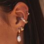Pearl Trinity Huggie Earrings, thumbnail 1 of 5