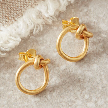 Gold Plated Silver Love Knot Stud Earrings, 2 of 8