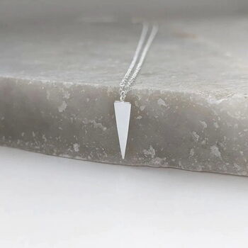 Sterling Silver Triangle Drop Necklace, 2 of 8