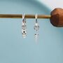 Mismatched Skull And Sword Huggie Hoop Earrings In Sterling Silver, thumbnail 6 of 11