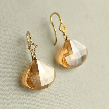 Antique Champagne Amber Drop Earrings, 3 of 10