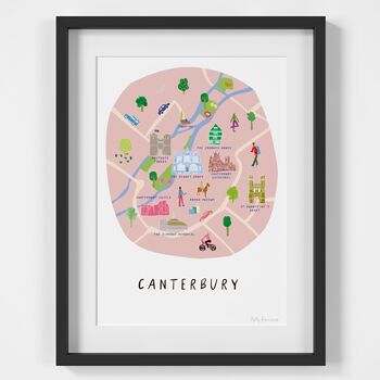 Map Of Canterbury, Kent Illustrated Art Print, 2 of 3