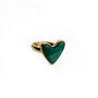 18k Gold Plated Green Stone Adjustable Heart Ring, thumbnail 1 of 2
