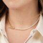 Half Pearl And Half Chain T Bar Necklace, thumbnail 6 of 7