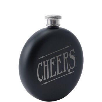 Dapper Chap 'Down The Hatch' Black 6oz Hip Flask | Gift Boxed, 3 of 5