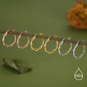 Thorned Vine Sterling Silver Hoop Earrings, 3 of 11