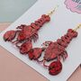 Handmade Large Red Glitter Lobster Resin Earrings, thumbnail 4 of 4