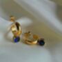Gold Sapphire Blue Hoop Earrings In 18k Gold Plated C Hoop Studs Waterproof Jewellery, thumbnail 1 of 3