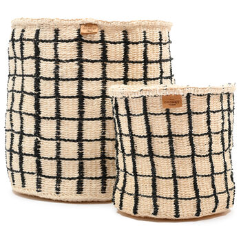 Baini: Black Check Woven Storage Basket, 2 of 5