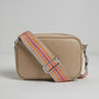 Florence Crossbody Bag In Beige With Orange Aztec Strap, thumbnail 1 of 3
