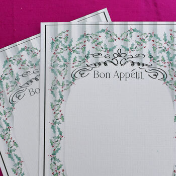 Festive Holly Menu And Place Card Set, 7 of 9