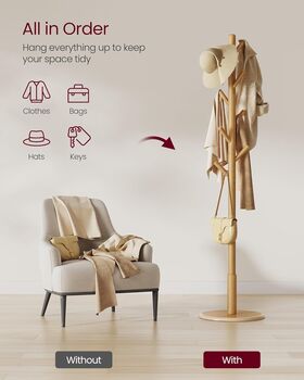 Free Standing Coat Rack With Eight Hooks For Hallway, 3 of 8