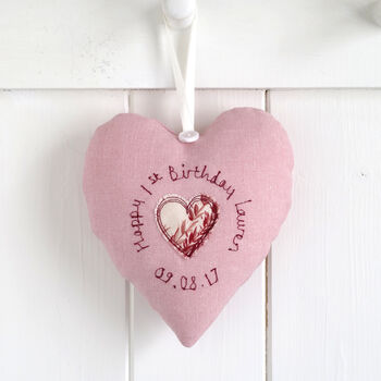 Personalised 1st Birthday Hanging Heart Gift For Girl, 2 of 12