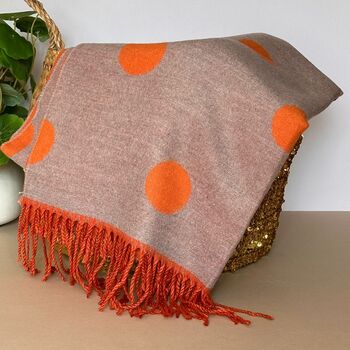 Cashmere Blend Dots Scarf In Orange, 5 of 5