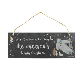Personalised The Snowman Magical Adventure Hanging Slate Plaque, 5 of 5