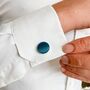 Blue Pure Silk Covered Cufflinks, thumbnail 1 of 4