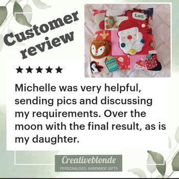 My 1st Christmas Memory Pillow Keepsake, Double Sided Cushion, Made From Baby Clothes, Personalised Decorative Keepsake Gift, 4 of 12
