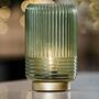 Cordless Green Ribbed Glass Lamps, thumbnail 2 of 4