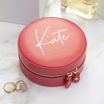 Personalised Round Jewellery Case, 6 of 10