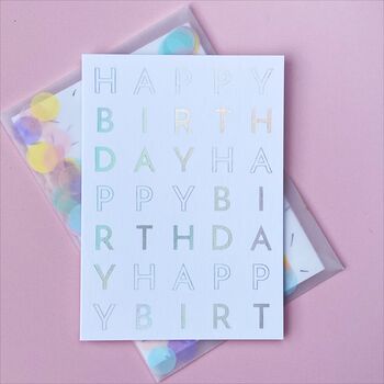 Happy Birthday Typographic Card With Confetti Envelope, 3 of 4