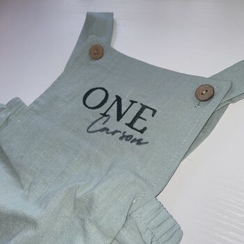 Personalised Embroidered First Birthday Dungaree Romper, 3 of 4